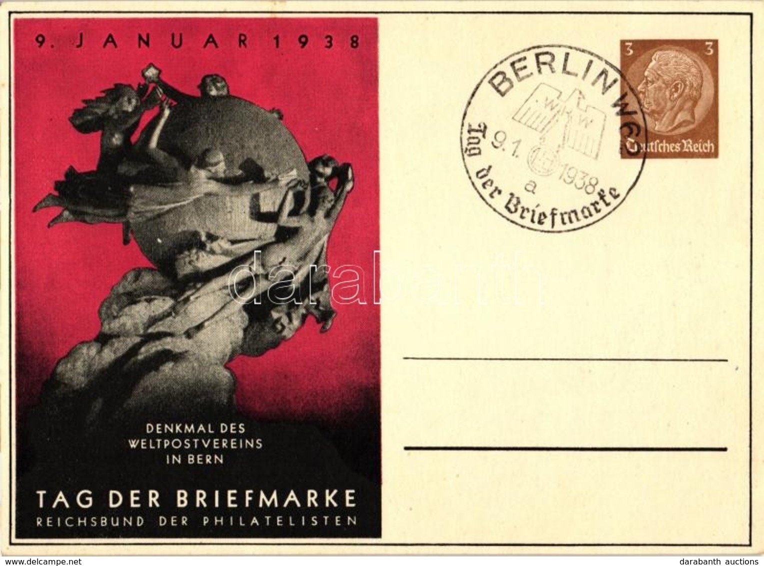 * T2 1938 Tag Der Briefmarke, Reichsbund Der Philatelisten; Denkmal Des Weltpostvereins In Bern / Day Of Philately, UPU  - Unclassified