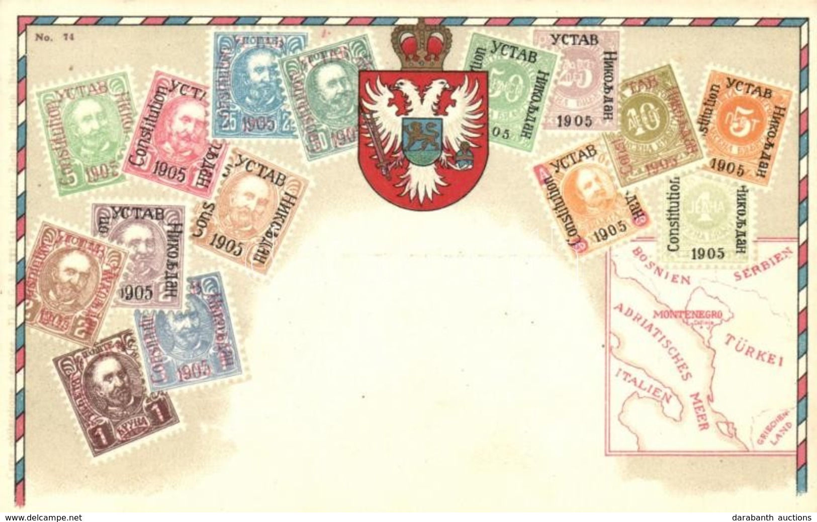 ** T1/T2 Montenegro - Set Of Overprint Stamps, Ottmar Zieher's Carte Philatelique No. 74. Litho - Ohne Zuordnung