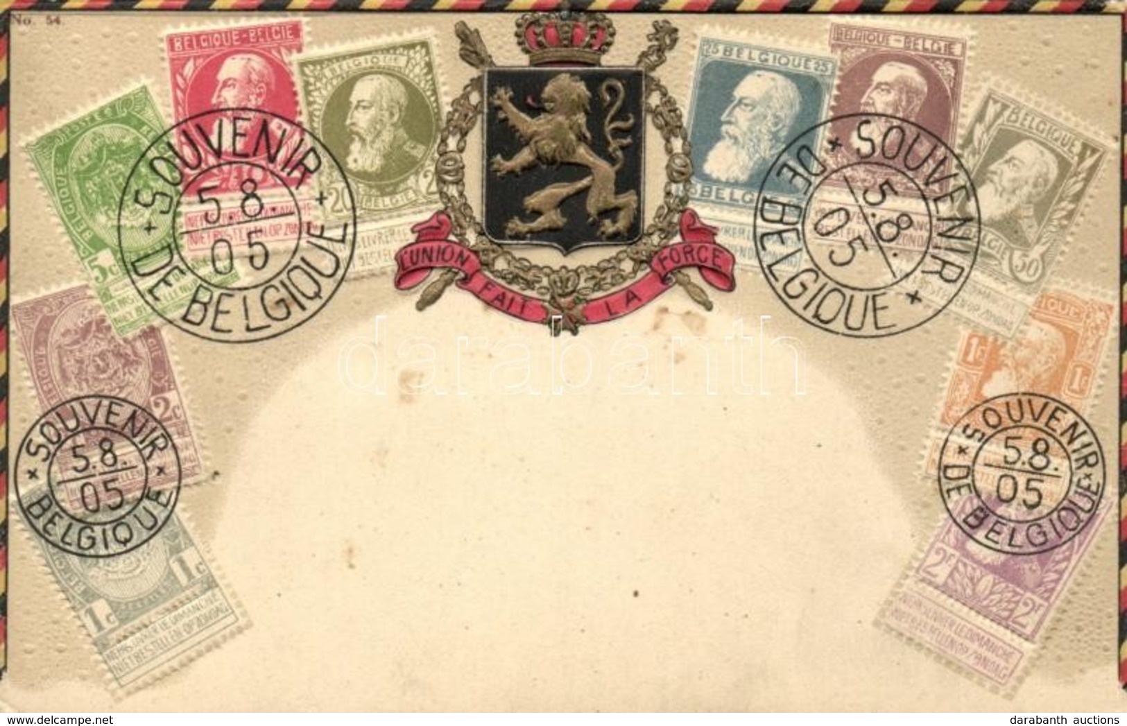 ** T2 Postes Belgique, Belgium - Set Of Stamps, Ottmar Zieher's Carte Philatelique No 54. Emb. Litho - Ohne Zuordnung