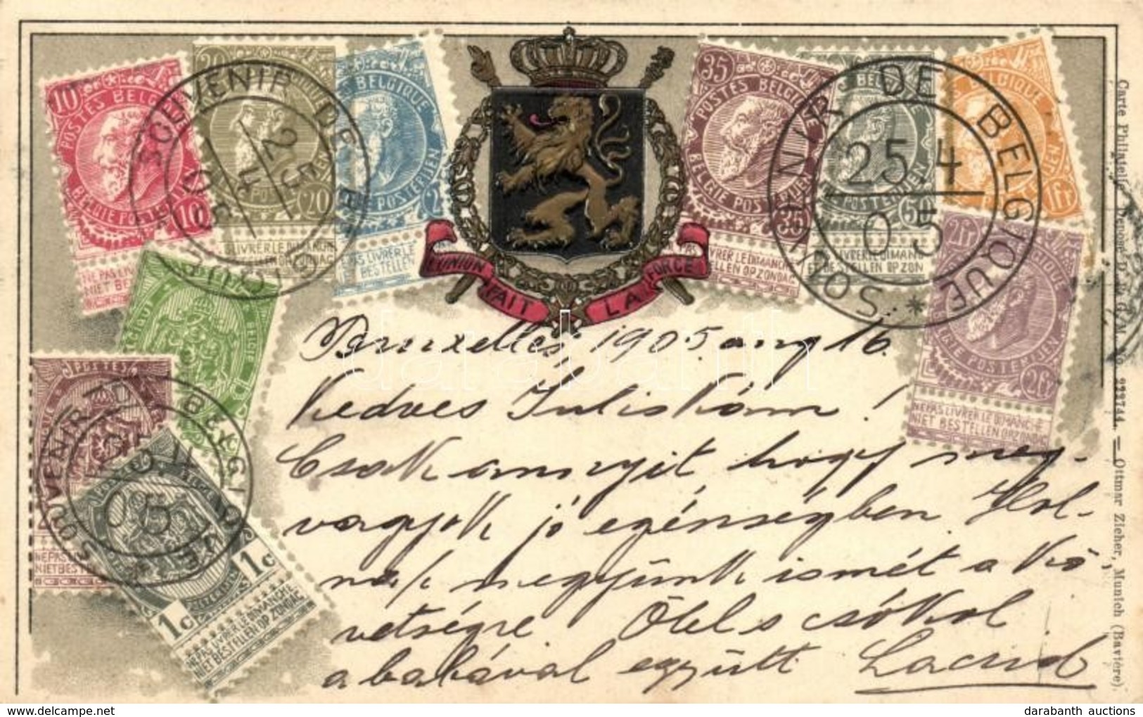 T2 Postes Belgique, Belgium - Set Of Stamps, Ottmar Zieher's Carte Philatelique Emb. Litho - Ohne Zuordnung