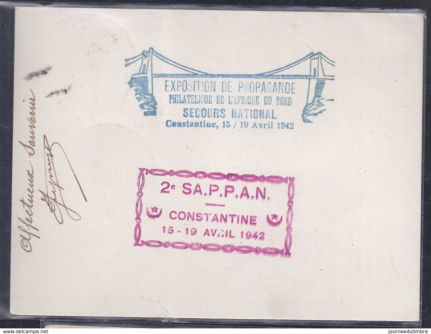 Carte Federale Journee Du Timbre 1942 Constantine Petain - Lettres & Documents