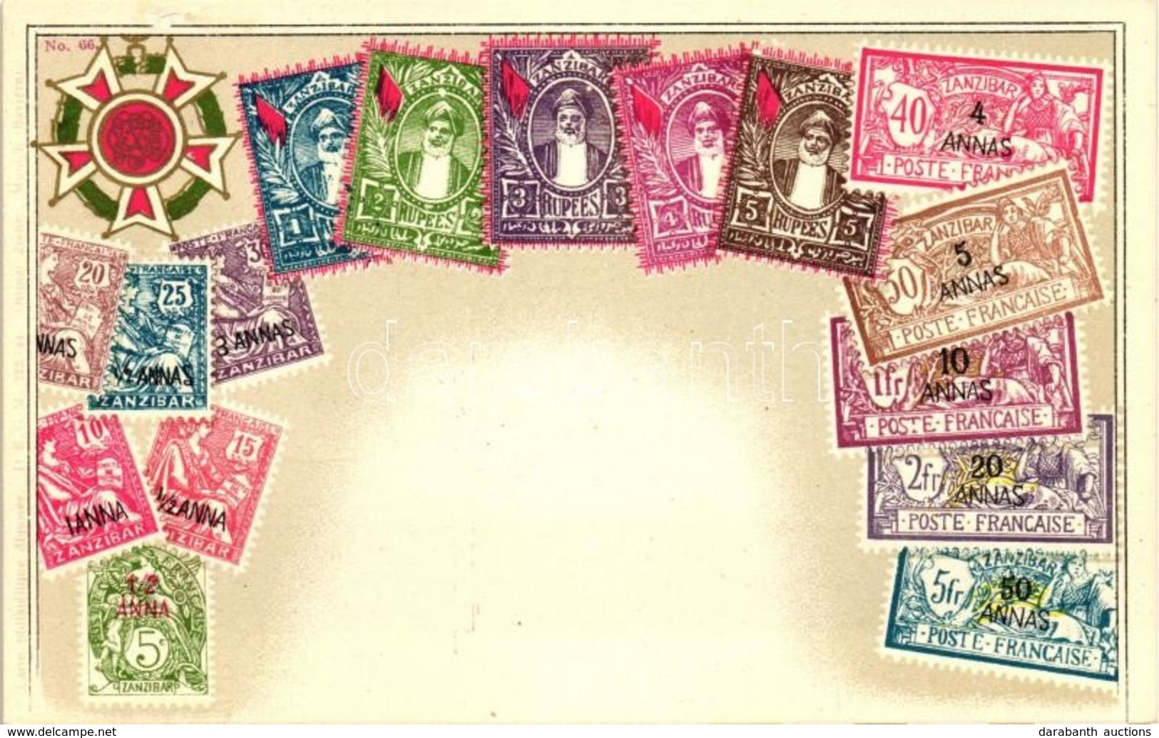 T2/T3 Zanzibar - Set Of Stamps, Ottmar Zieher's Carte Philatelique No. 66. Litho 'Sokol' So. Stpl - Non Classés