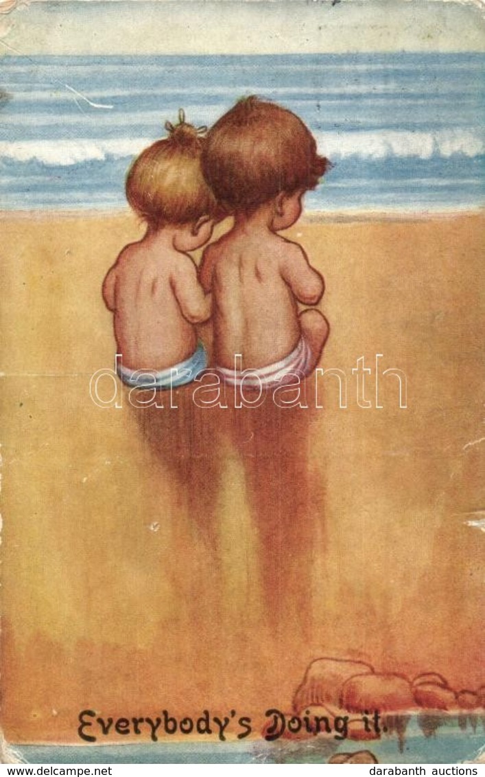 T3 Eversybody's Doing It. Children At The Beach. Celesque Series No. 644 A. (kis Szakadás / Small Tear) - Unclassified