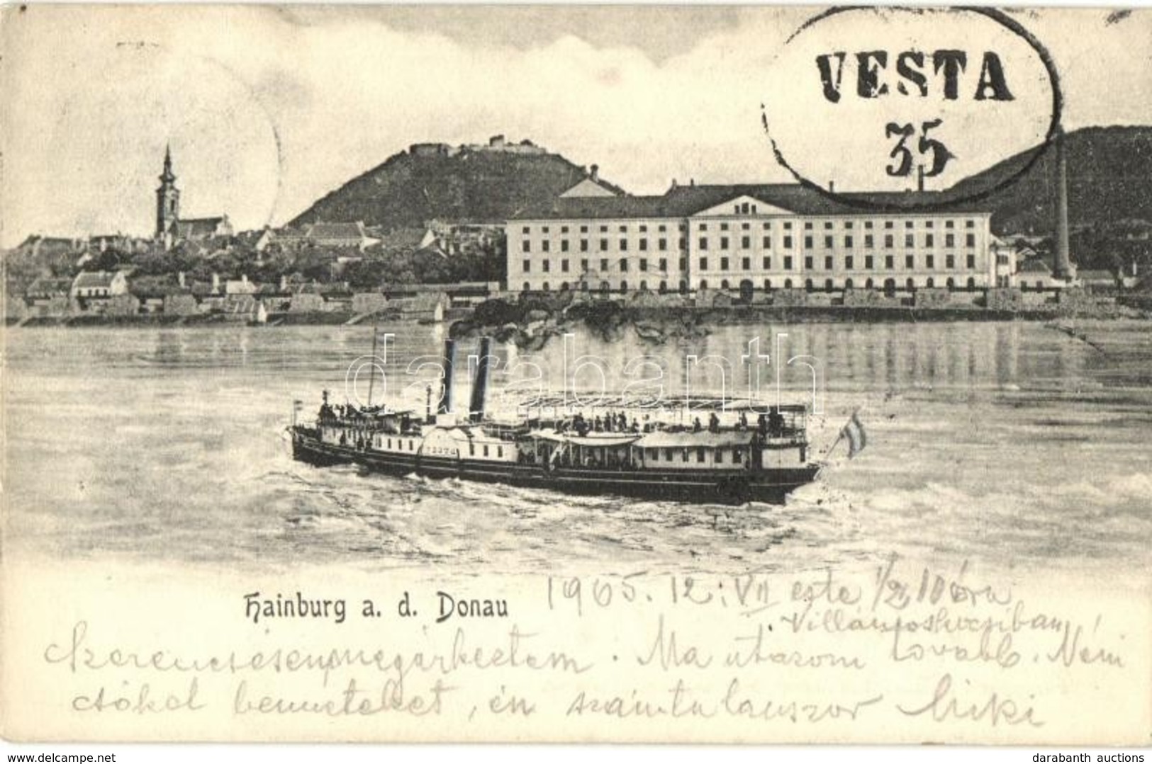 T2 Vesta Oldalkerekes G?zhajó Hainburg An Der Donau-nál / Hungarian Passenger Steamship In Hainburg An Der Donau - Ohne Zuordnung