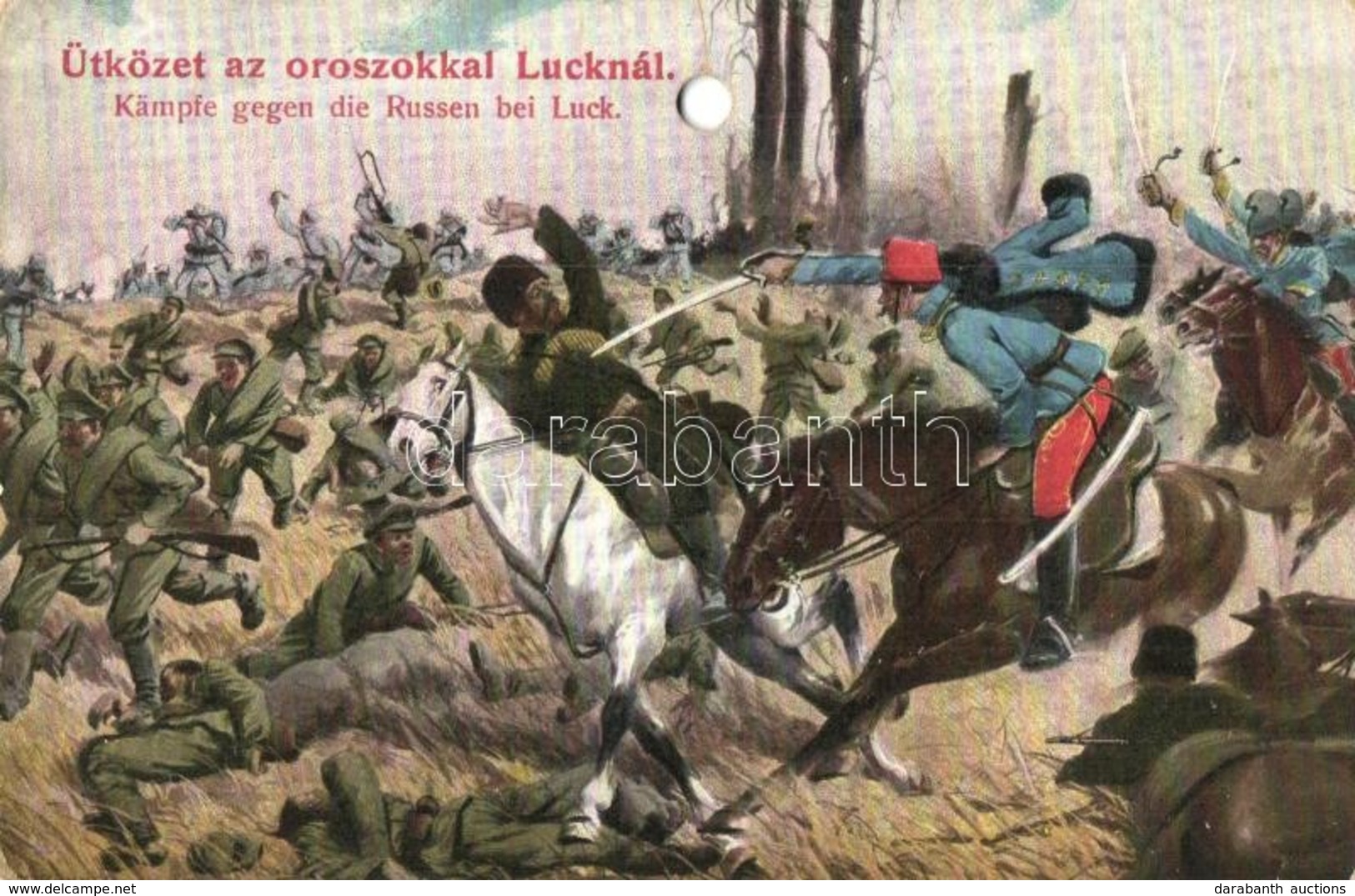 * T4 Ütközet Az Oroszokkal Lucknál / WWI K.u.k. Military Art Postcard, Battle Of Luck Against The Russians, L&P 2069. (b - Ohne Zuordnung