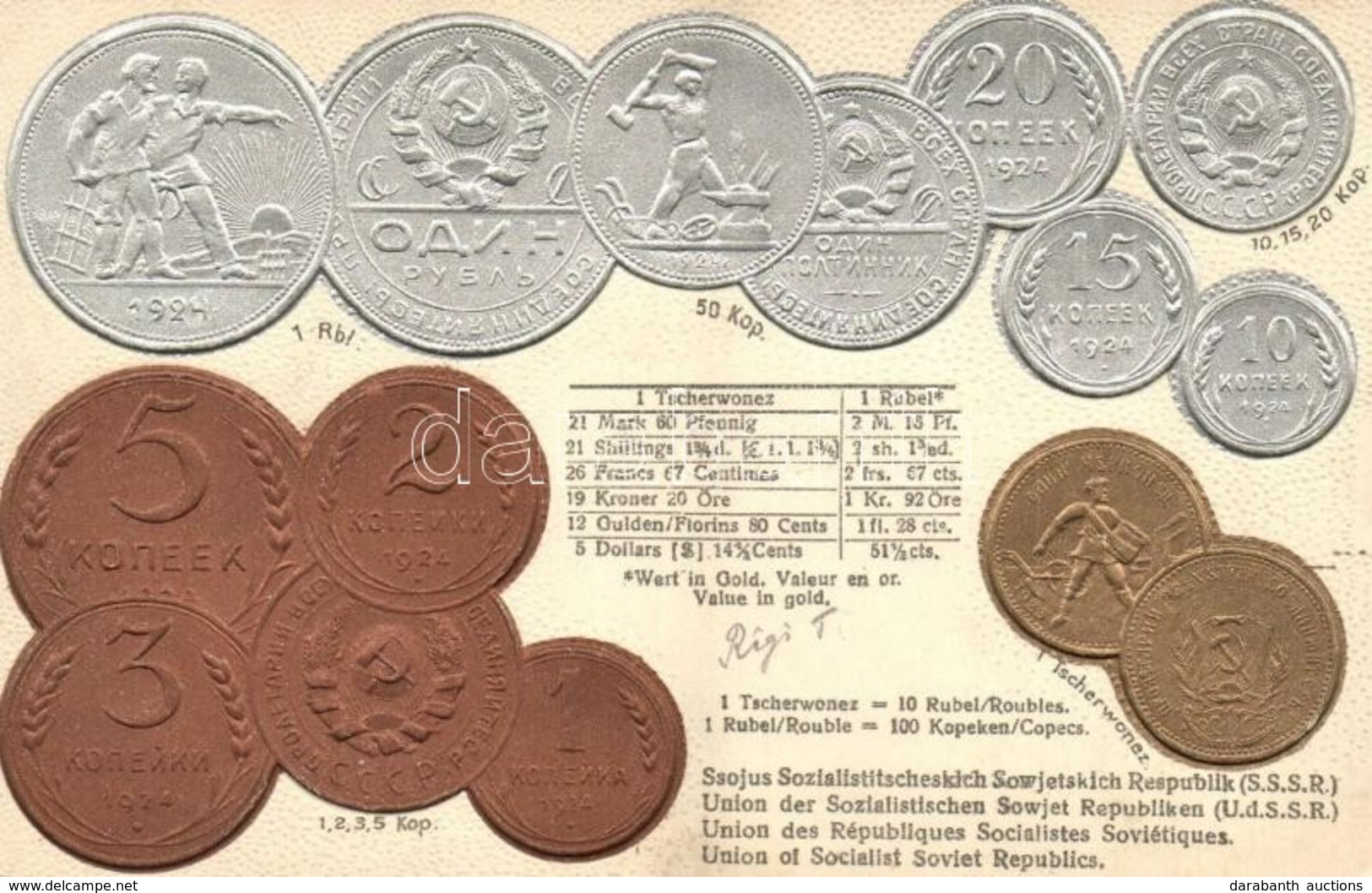 * T2/T3 Union Of Socialist Soviet Republic (USSR) - Set Of Soviet Coins, Currency Exchange Chart. Walter Erhard Emb. Lit - Ohne Zuordnung