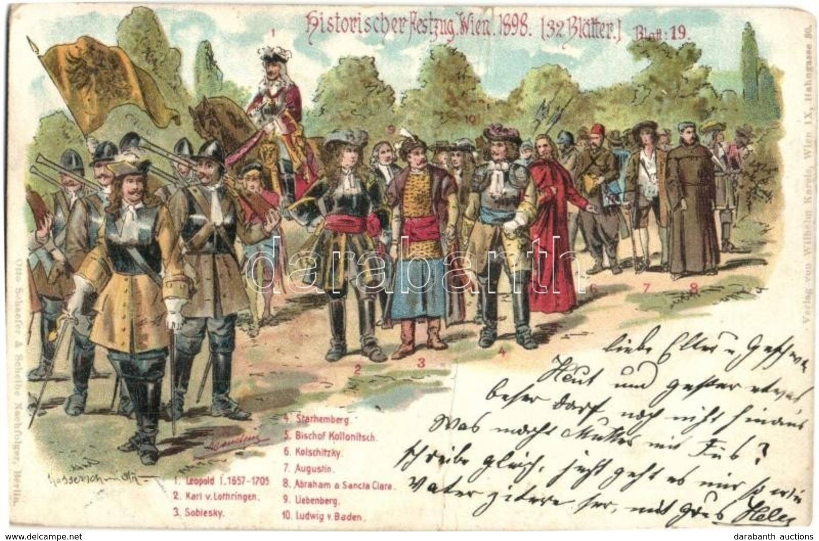 T4 1898 Vienna, Wien; Historischer Festzug 32 Blätter, Blatt Nr. 20. Verlag Vom Wilhelm Kareis / Historical Play, Litho  - Ohne Zuordnung