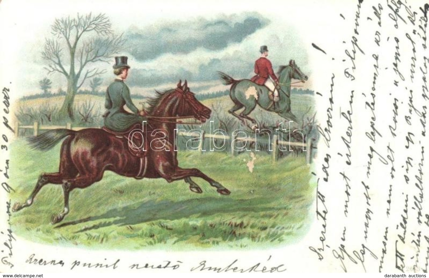 T2 1902 Horse Riding. Litho - Ohne Zuordnung