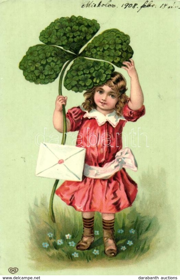 T4 Girl With Clover, Letter, EAS Litho (cut) - Ohne Zuordnung