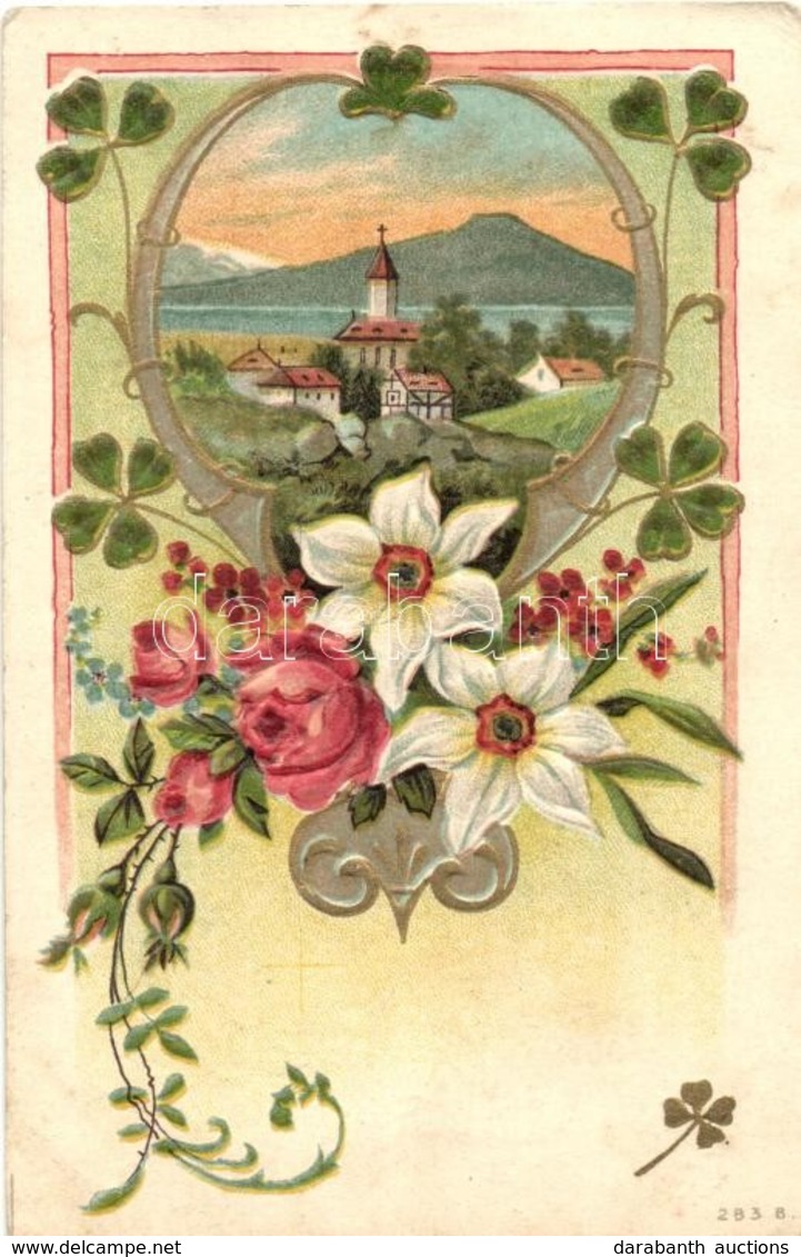 * T3 Floral Emb. Litho Greeting Card, Trademark 283. B.  (EB) - Ohne Zuordnung