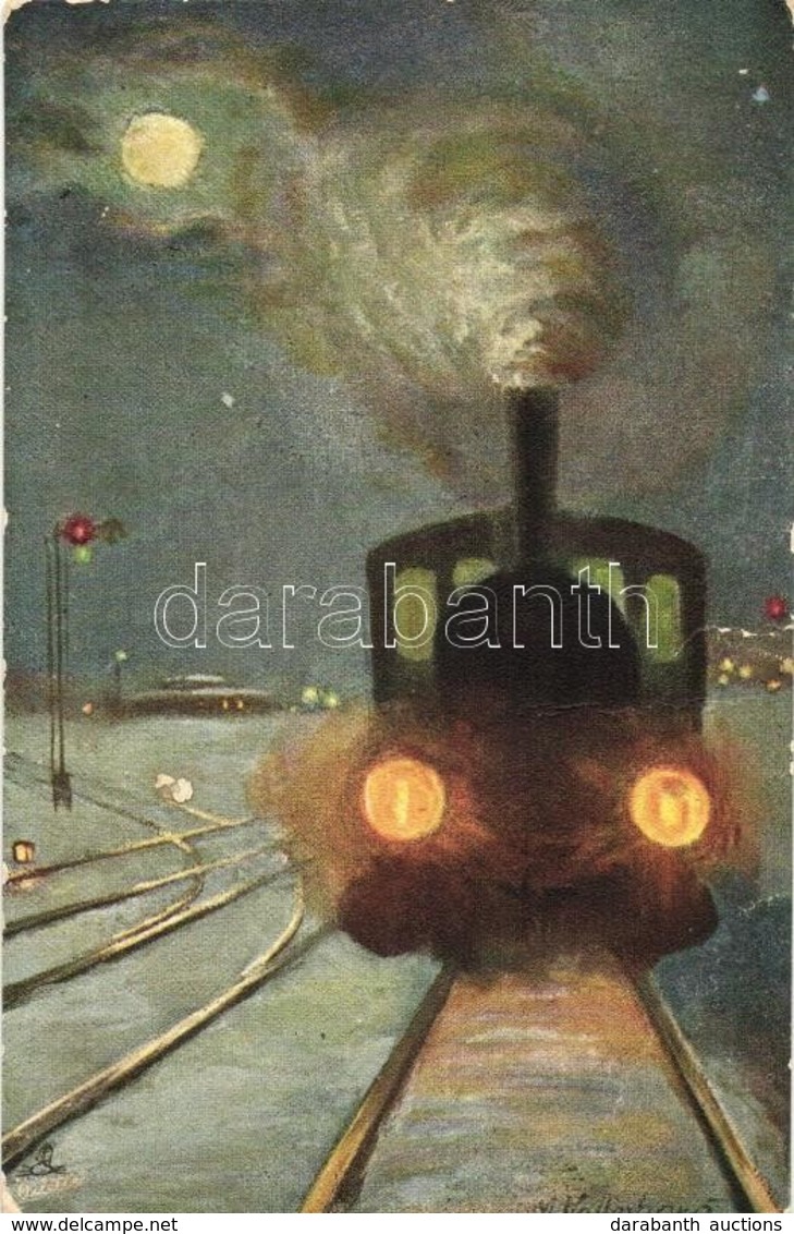 T3 Eisenbahn Bei Nacht Serie, Raphael Tuck & Sons, Oliette, No. 216. B. S: Max Vollmberg (EB) - Unclassified
