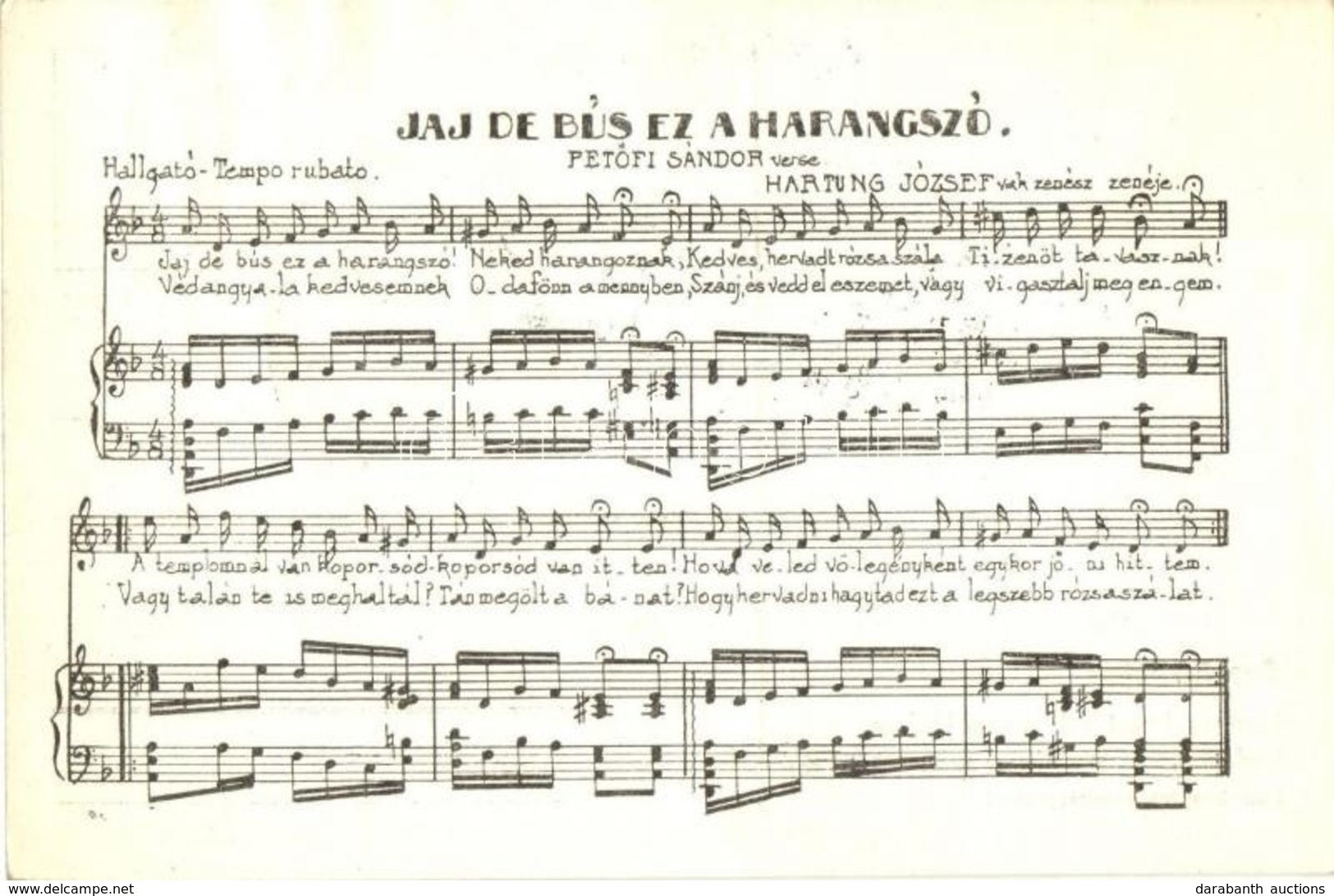 * T2 Jaj De Bús Ez A Harangszó! Hartung József Van Zenész Kiadása / Hungarian Music Sheet, '1938 Léva Visszatért' So. St - Ohne Zuordnung
