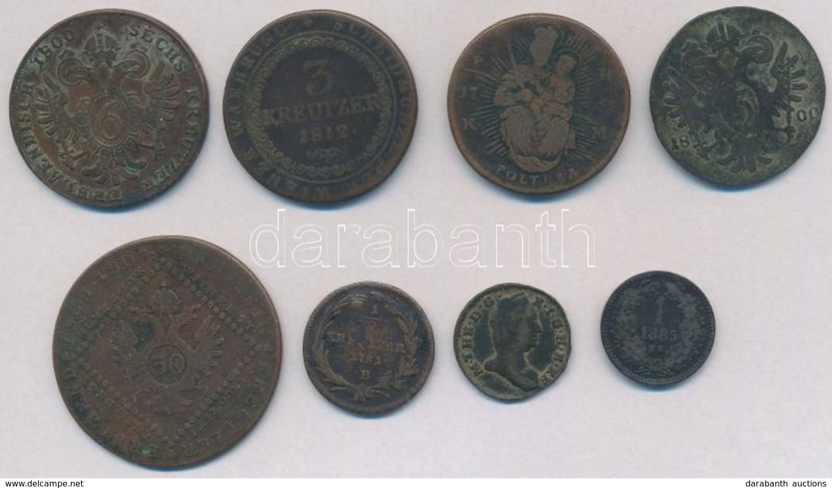 1764-1885. 8db-os Vegyes Krajcár Tétel, F?leg Magyar Verdejel?ek, Közte 1800S 6kr Cu, T:2-,3 - Ohne Zuordnung