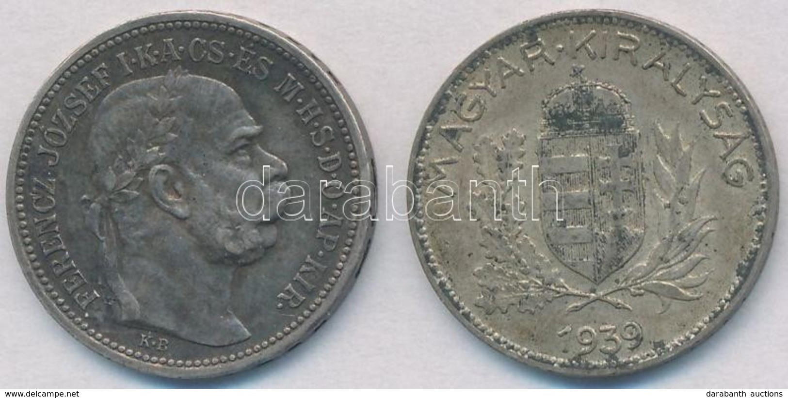 1915KB 1K Ag 'Ferenc József' + 1939. 1P Ag T:1-,2 Patina - Ohne Zuordnung