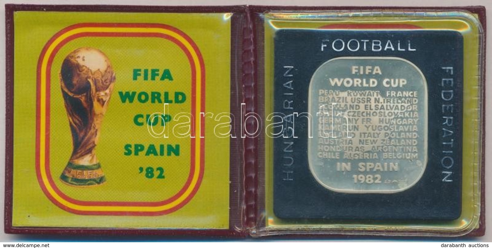 1982. 'FIFA-Football VB Spanyolország' Ag Emlékérem, Eredeti Tokban (35g/0.925/36x41mm) T:1 Eredetileg PP - Unclassified