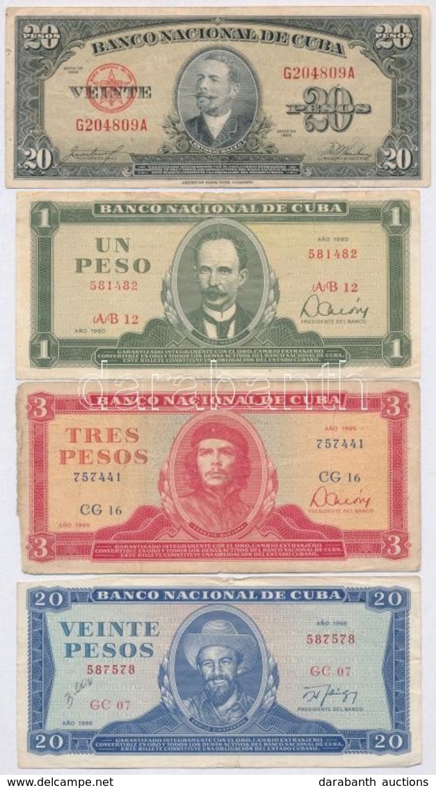 Kuba 1958. 20P + 1980. 1P + 1985. 3P + 1988. 20P  T:III-
Cuba 1958. 20 Pesos + 1980. 1 Peso + 1985. 3 Peso + 1988. 20 Pe - Ohne Zuordnung