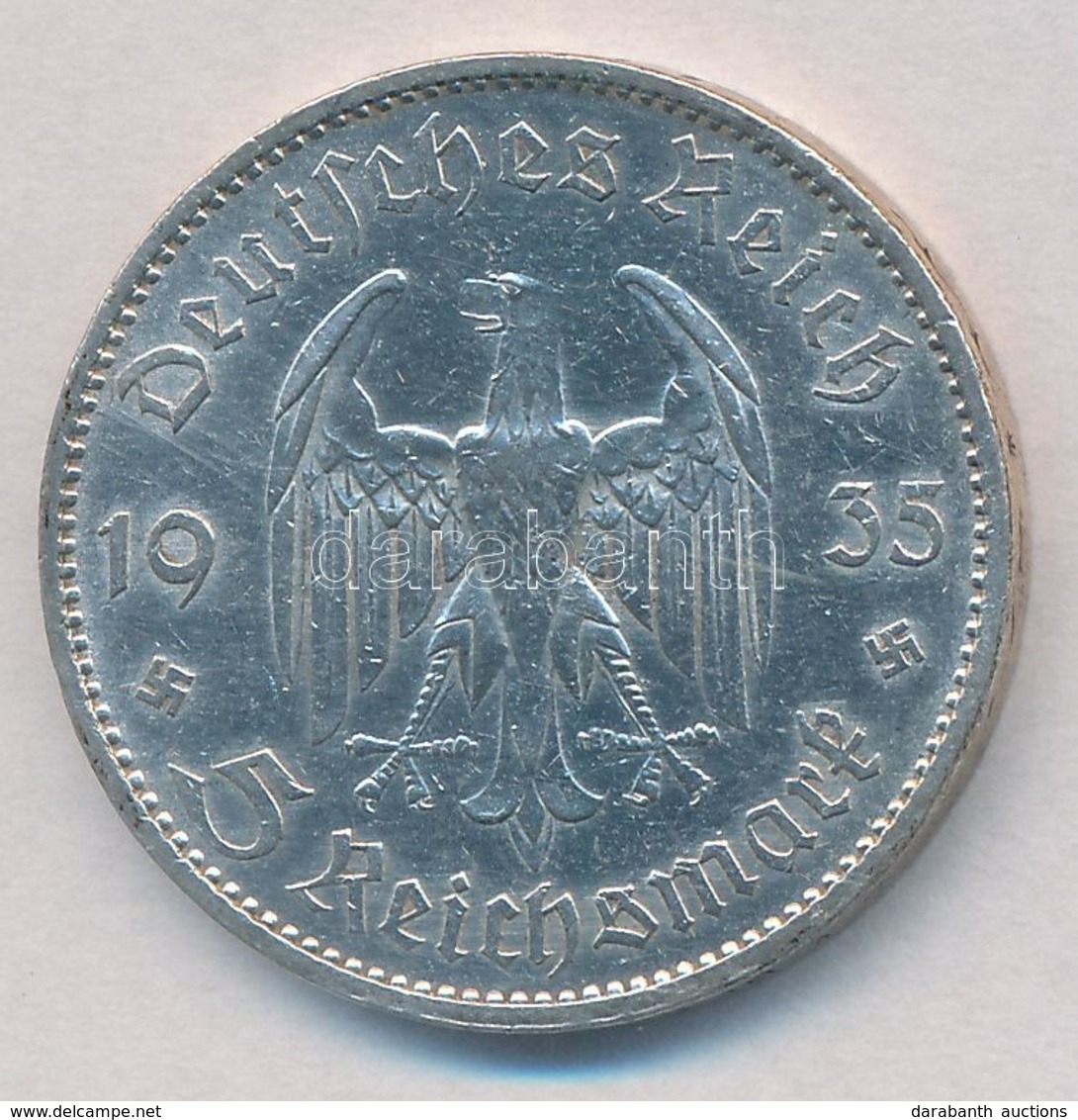 Német Harmadik Birodalom 1935A 5M Ag 'Náci Hatalom Els? évfordulója' T:2,2-
German Third Reich 1935A 5 Marks Ag '1st Ann - Ohne Zuordnung