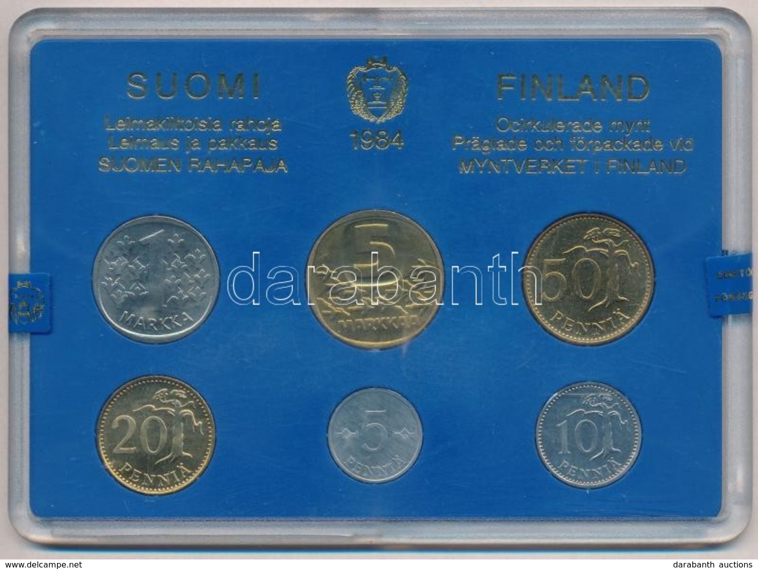 Finnország 1984. 5p - 5M (6xklf) Forgalmi Sor M?anyag Tokban T:1
Finland 1984. 5 Pennia - 5 Markkaa (6xdiff) Coin Set In - Ohne Zuordnung