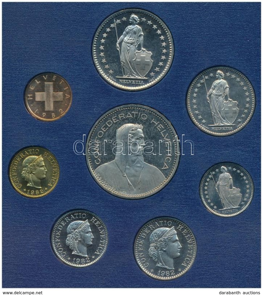 Svájc 1982. 1r - 5Fr (8xklf) Forgalmi Szett, M?anyag Tokban T:PP
Switzerland 1982. 1 Rappen - 5 Francs (8xdiff), Coin Se - Ohne Zuordnung
