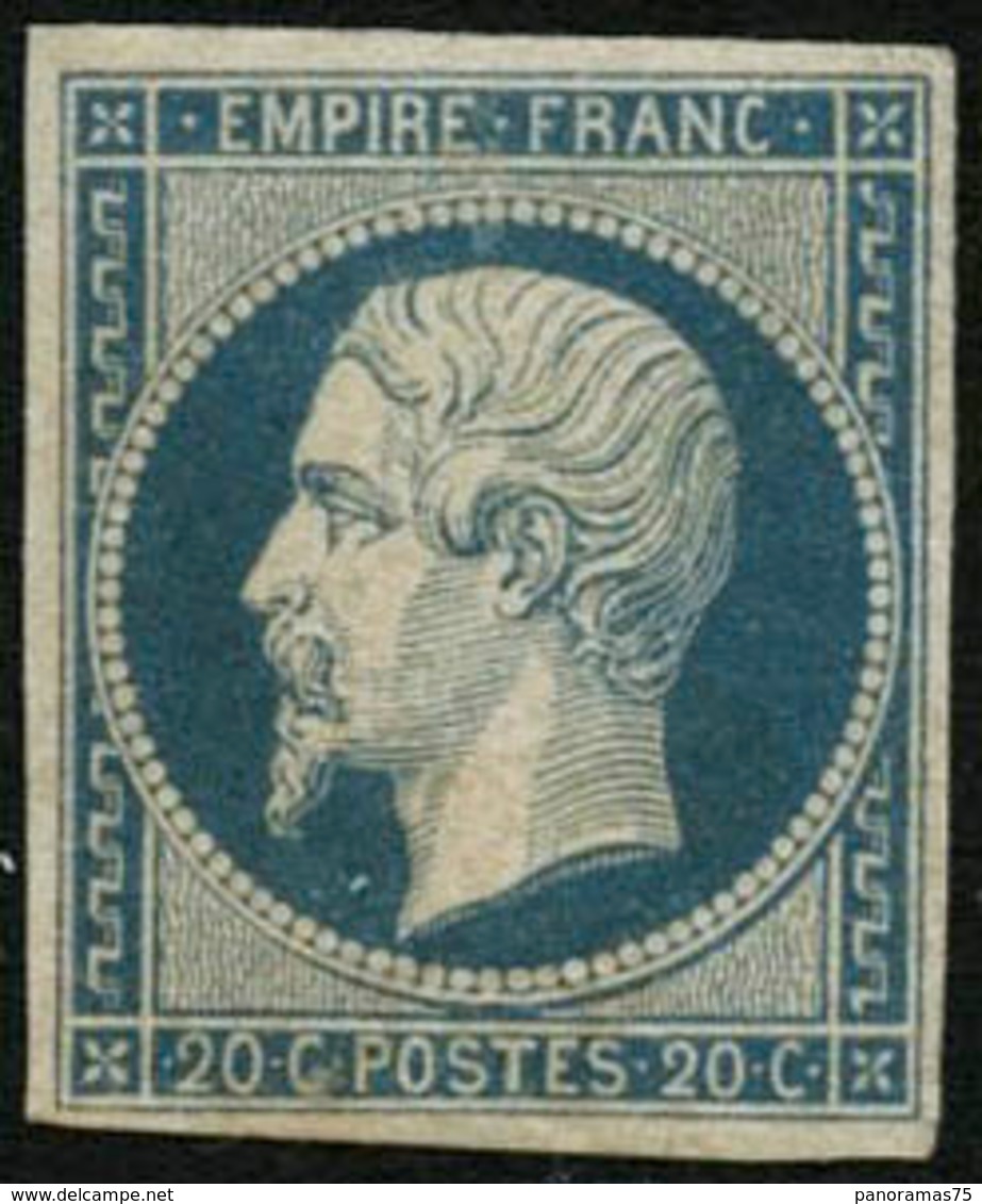 ** N°14Af 20c Bleu Laiteux, Signé Brun - TB - 1853-1860 Napoleone III