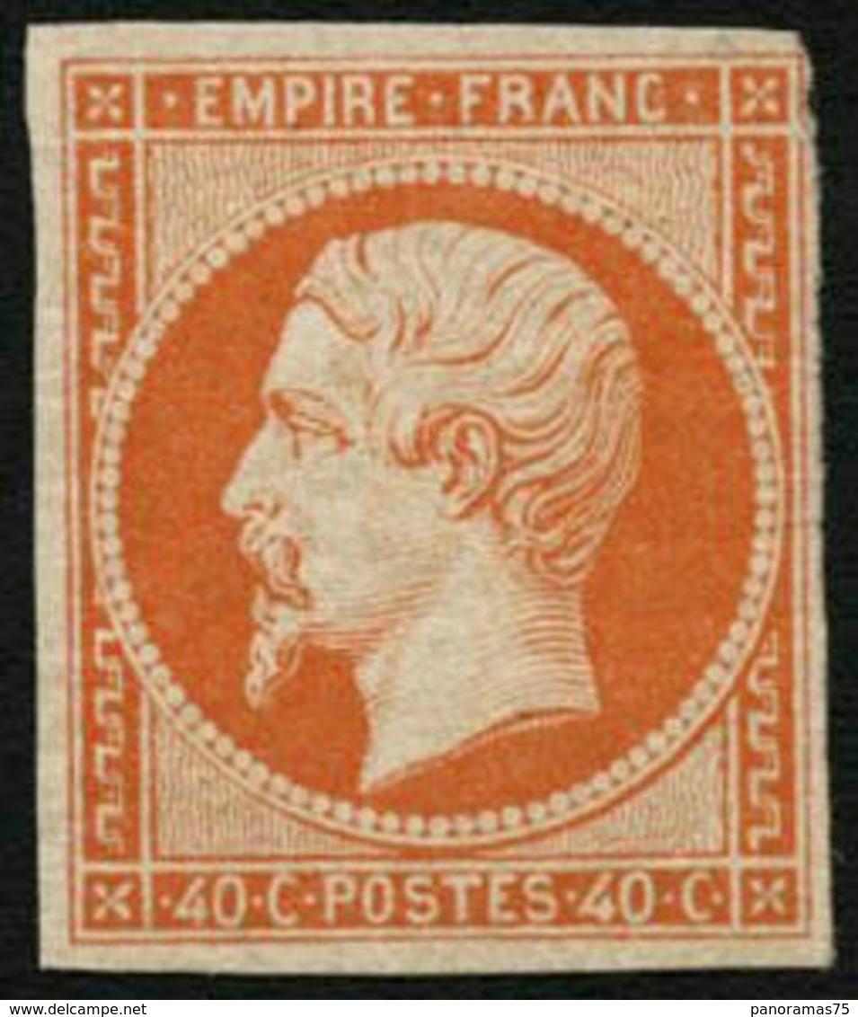 * N°16a 40c Orange Vif, Court En Haut à Droite, Signé Calves - B - 1853-1860 Napoleone III