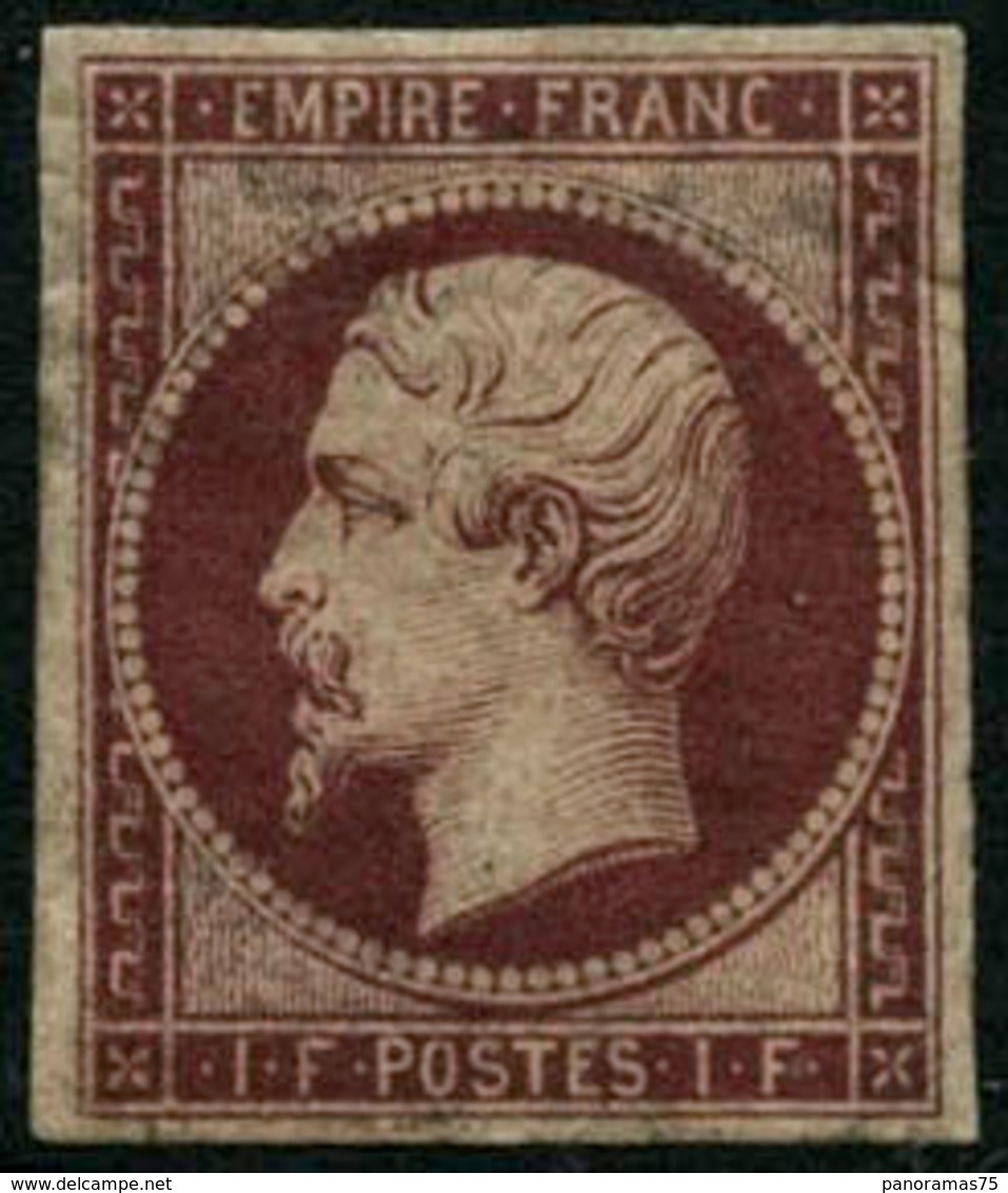 ** N°18d 1F Carmin, Réimp Inégalités D'épaisseur Du Papier Par Endroits - B - 1853-1860 Napoleone III