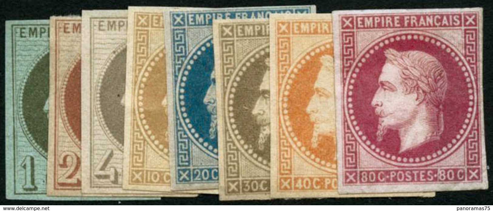 ** N°25c/32b La Série Rothchild Complète, Le 1c Signé Roumet - TB - 1863-1870 Napoleone III Con Gli Allori