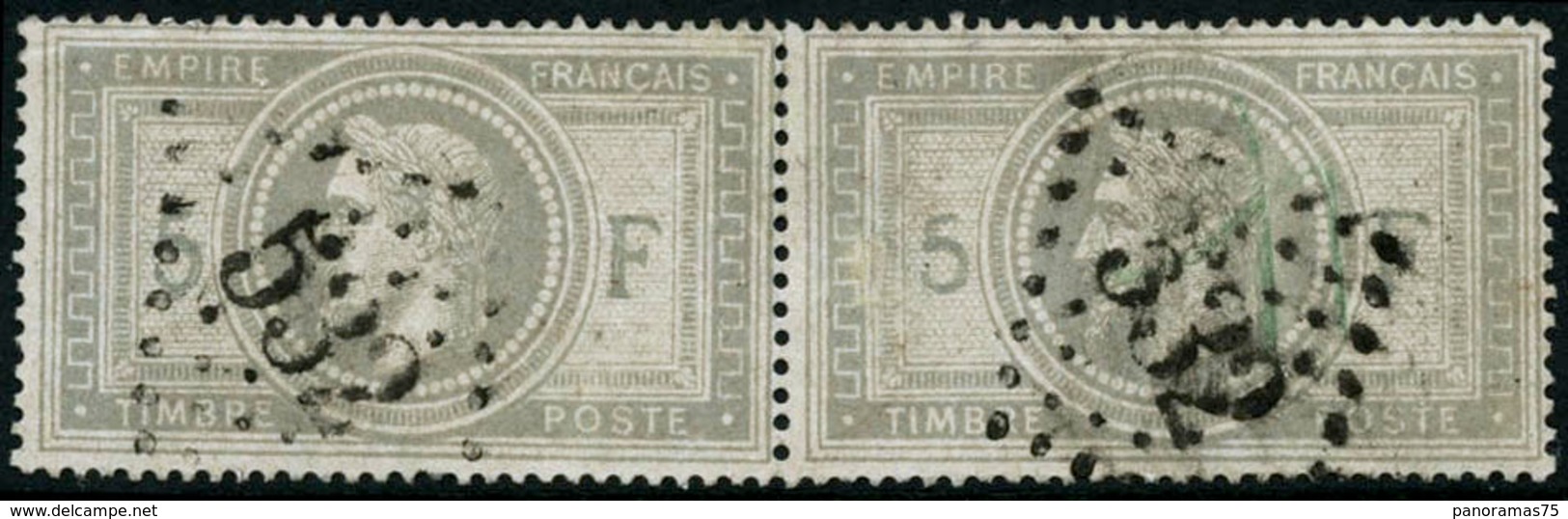 Oblit. N°33 5F Empire, Paire Obl GC 532 (Bordeaux) - TB - 1863-1870 Napoléon III Lauré