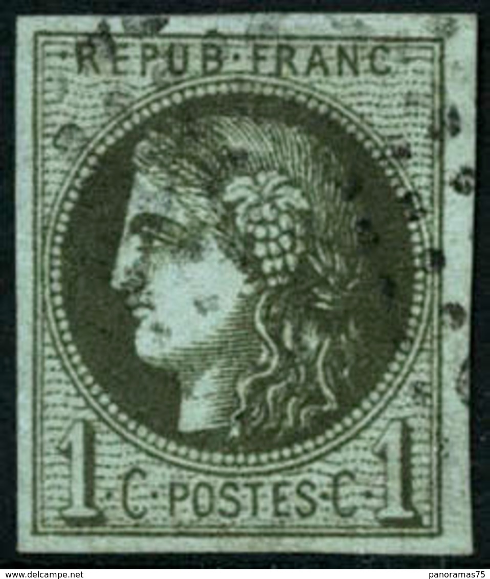 Oblit. N°39A 1c Olive R1 - TB - 1870 Bordeaux Printing