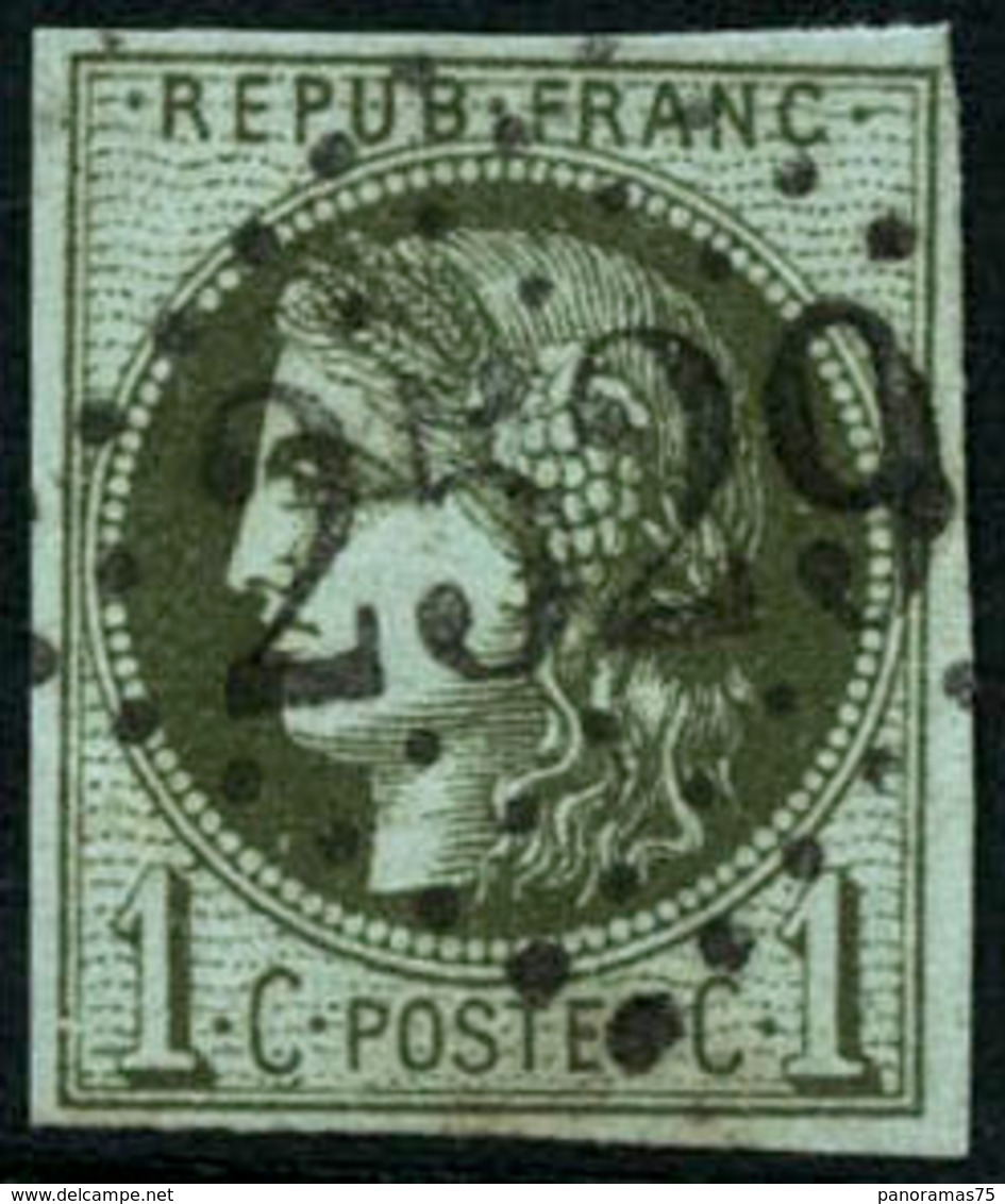 Oblit. N°39A 1c Olive R1, Obl GC 2529 - TB - 1870 Emissione Di Bordeaux