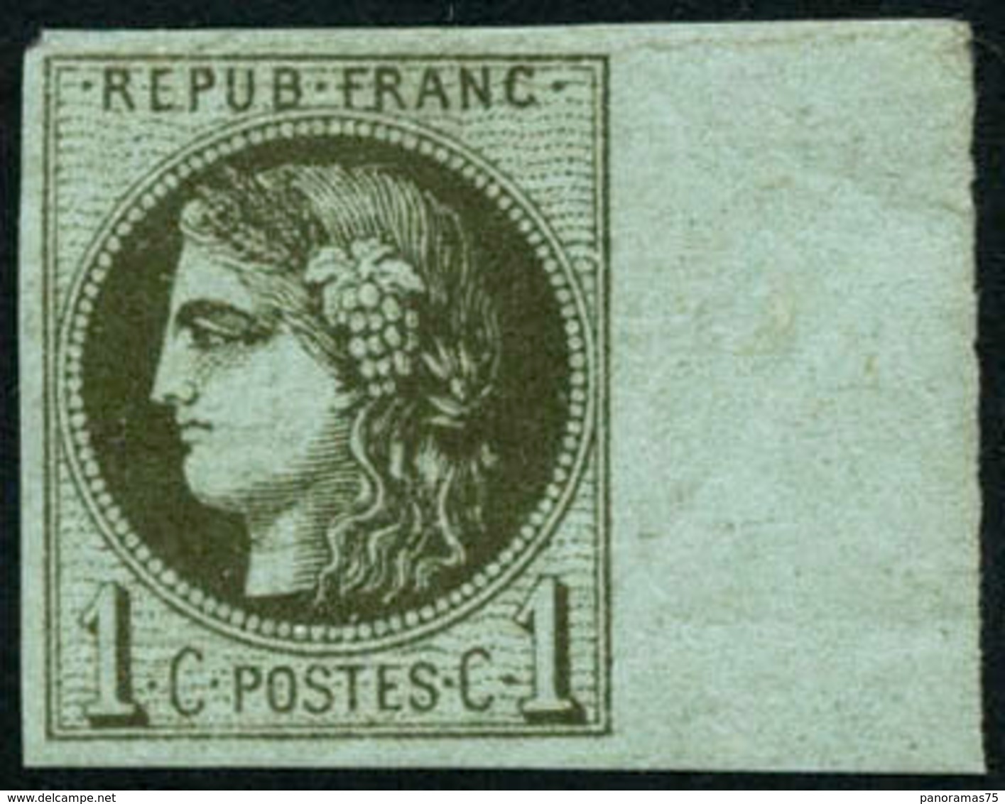 ** N°39C 1c Olive, R3 - TB - 1870 Emissione Di Bordeaux