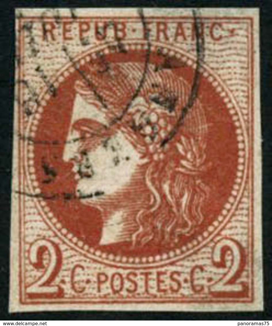 Oblit. N°40Ba 2c Rouge-brique, Pelurage Au Verso - B - 1870 Emissione Di Bordeaux