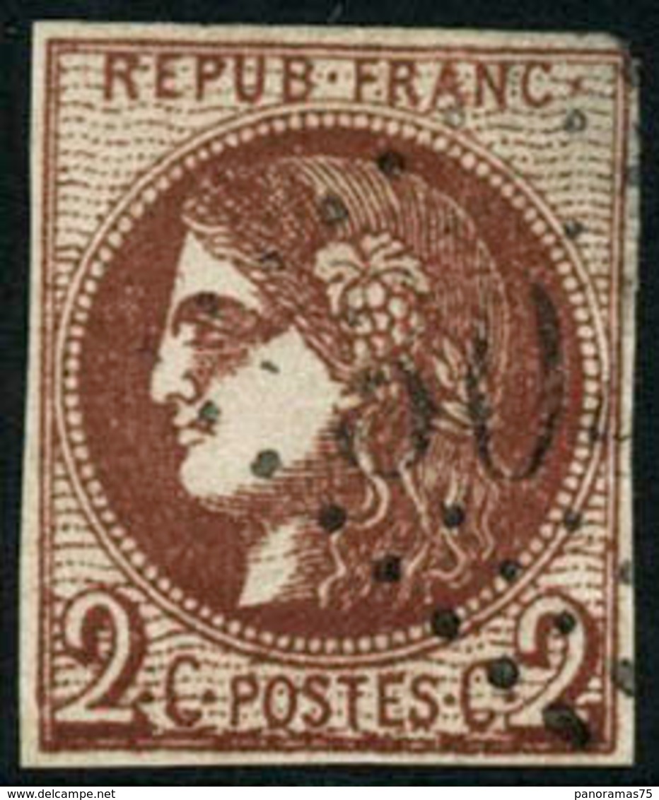 Oblit. N°40Bc 2c Chocolat Foncé, Qualité Standard - B - 1870 Emissione Di Bordeaux