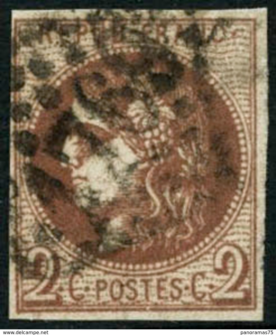 Oblit. N°40Bg 2c Chocolat, R2 Signé Calves - B - 1870 Emissione Di Bordeaux