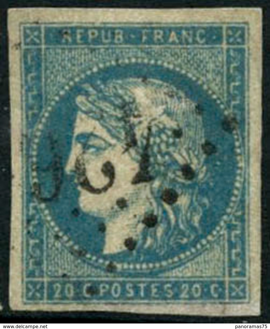 Oblit. N°44A 20c Bleu, Type I  R1 - TB - 1870 Emissione Di Bordeaux