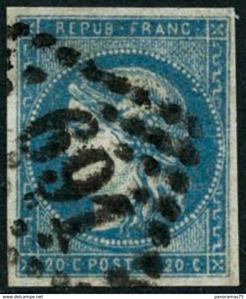 Oblit. N°44A 20c Bleu, Type I  R1 - TB - 1870 Emissione Di Bordeaux