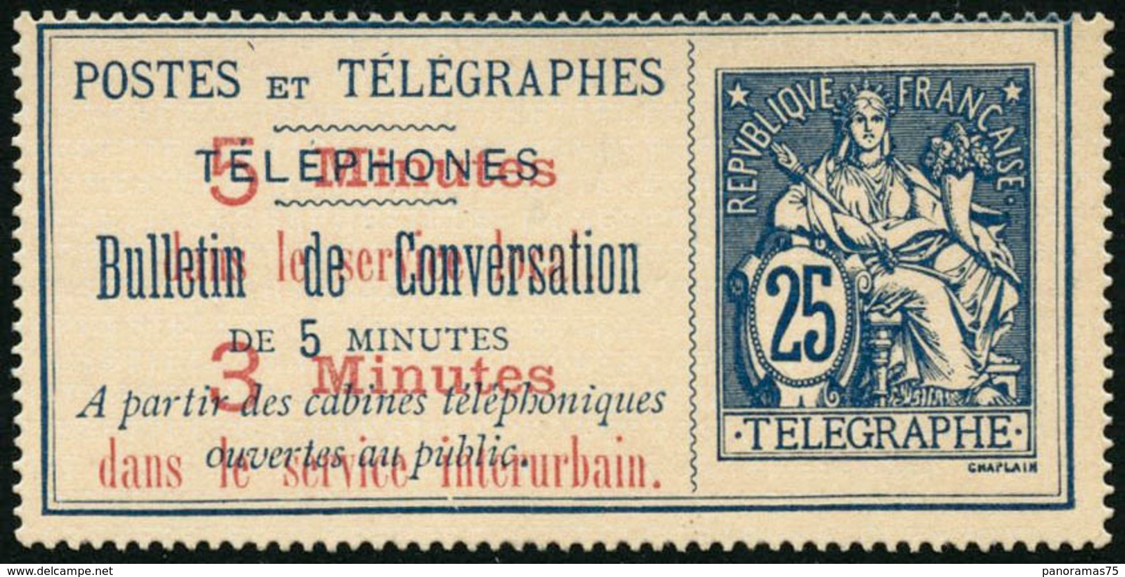 (*) N°13 25c Bleu, Surchargé - TB - Telegrafi E Telefoni