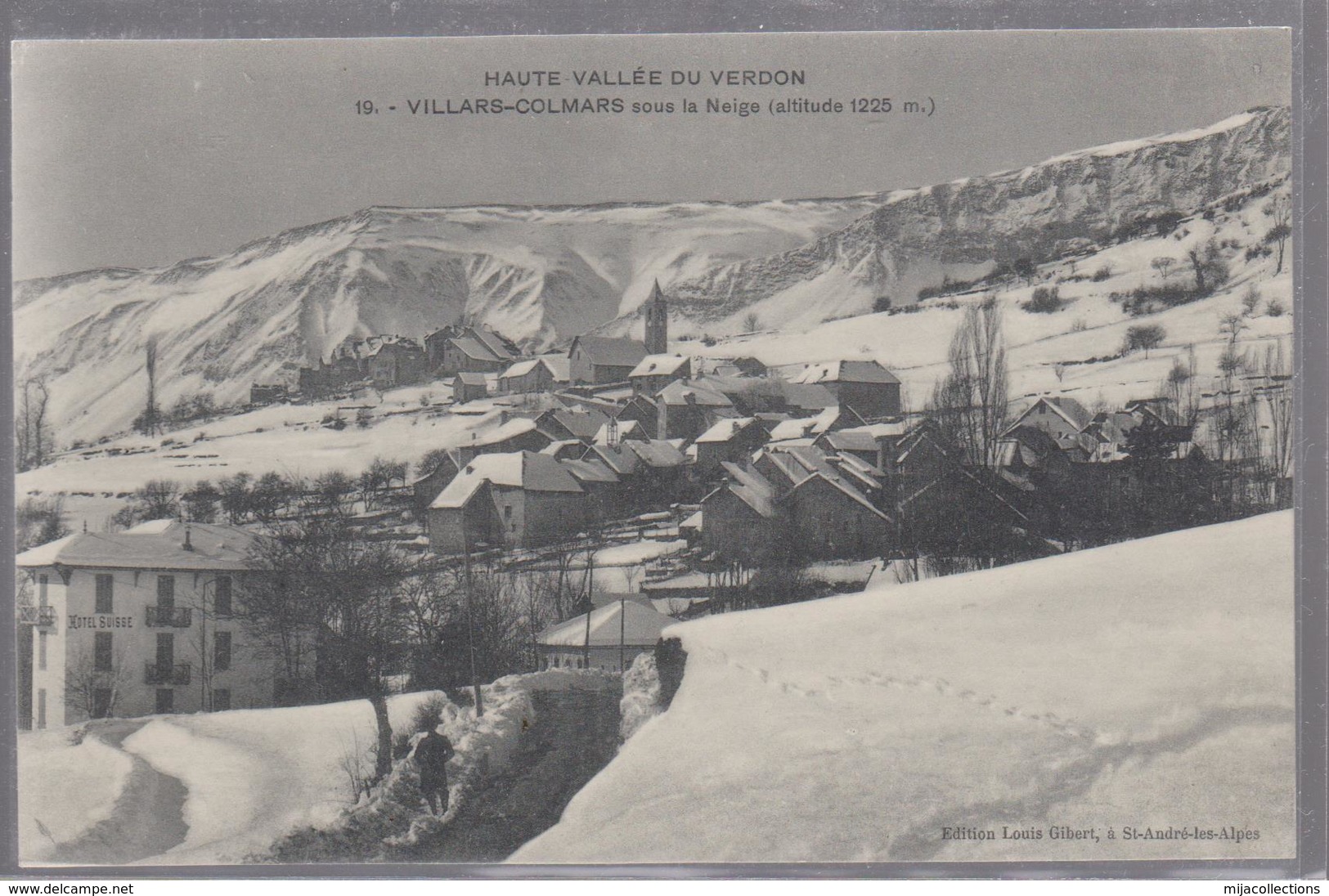 Cpa A8 VILLARS COLMARS - Vue Générale Sous La Neige-1 Personne-route-hôtel Suisse - Autres & Non Classés