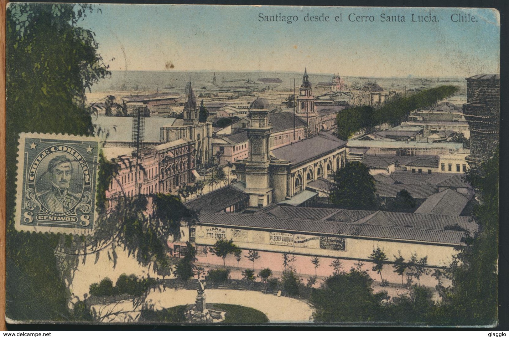 °°° 10977 - CILE CHILE - SANTIAGO DESDE EL CERRO SANTA LUCIA - 1913 With Stamps °°° - Cile