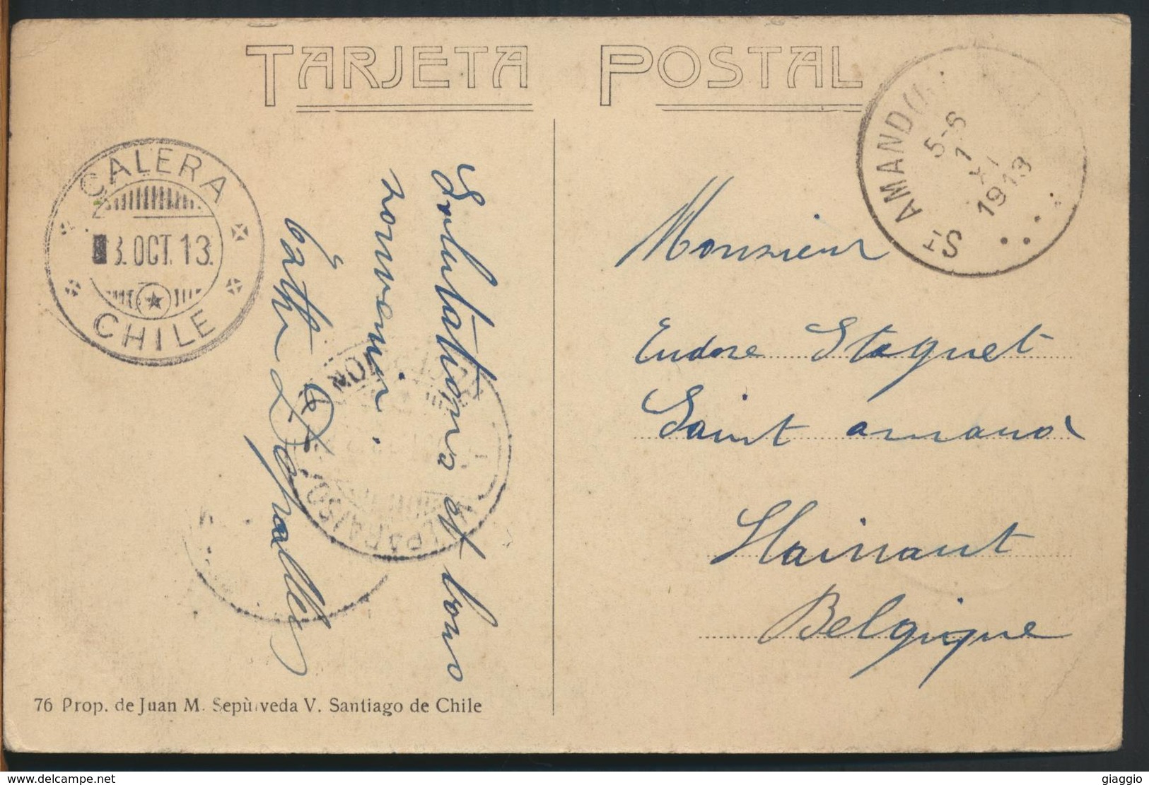 °°° 10977 - CILE CHILE - SANTIAGO DESDE EL CERRO SANTA LUCIA - 1913 With Stamps °°° - Cile