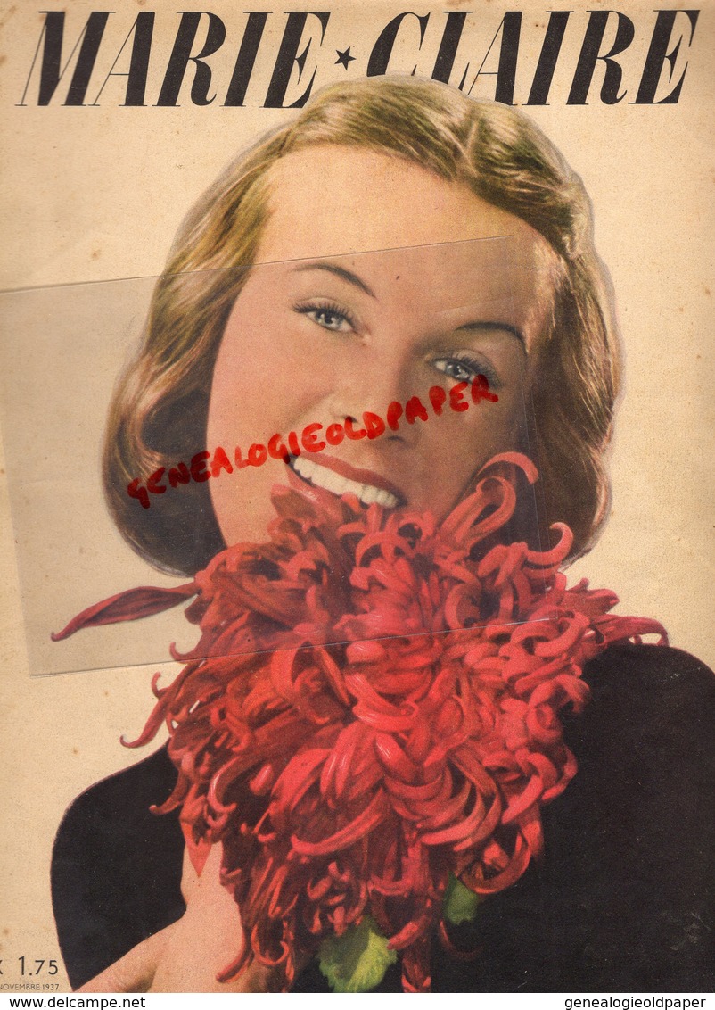 MARIE CLAIRE- REVUE MODE N° 37- 12 NOVEMBRE 1937-HOLLYWOOD-MARLENE DIETRICH-KAY FRANCIS-OLIVIA DE HAVILAND-GINGER ROGERS - Moda