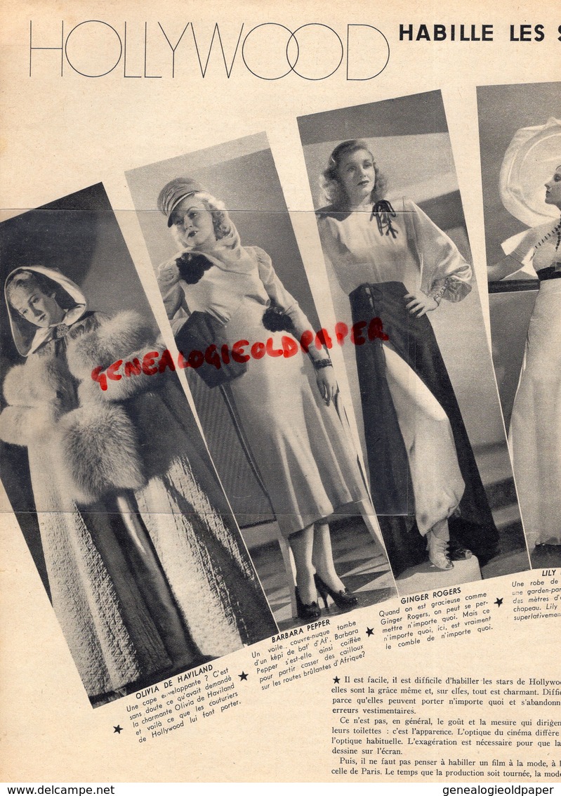 MARIE CLAIRE- REVUE MODE N° 37- 12 NOVEMBRE 1937-HOLLYWOOD-MARLENE DIETRICH-KAY FRANCIS-OLIVIA DE HAVILAND-GINGER ROGERS