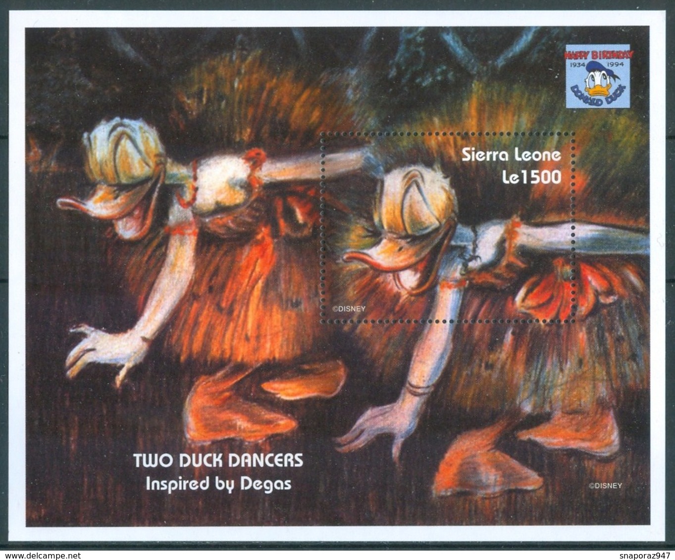 1995 Sierra Leone Disney 60th Anniversary Of Donald Duk MNH** Ye147 - Disney