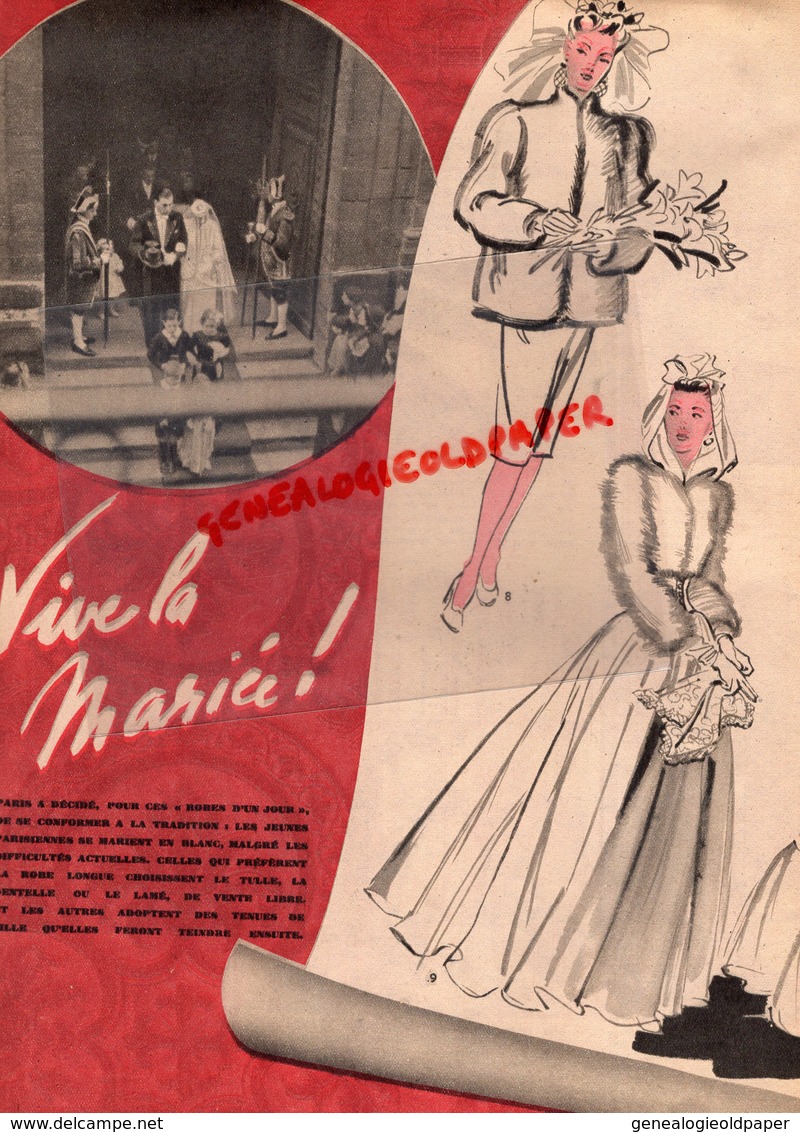 MARIE CLAIRE- REVUE MODE N°232- 10-1-1942-CHAPEAU DE MME SUZY-COLETTE-PARIS S.V.P.-RENE SAUNIER-MARIEE MARIAGE-CHAMOIS