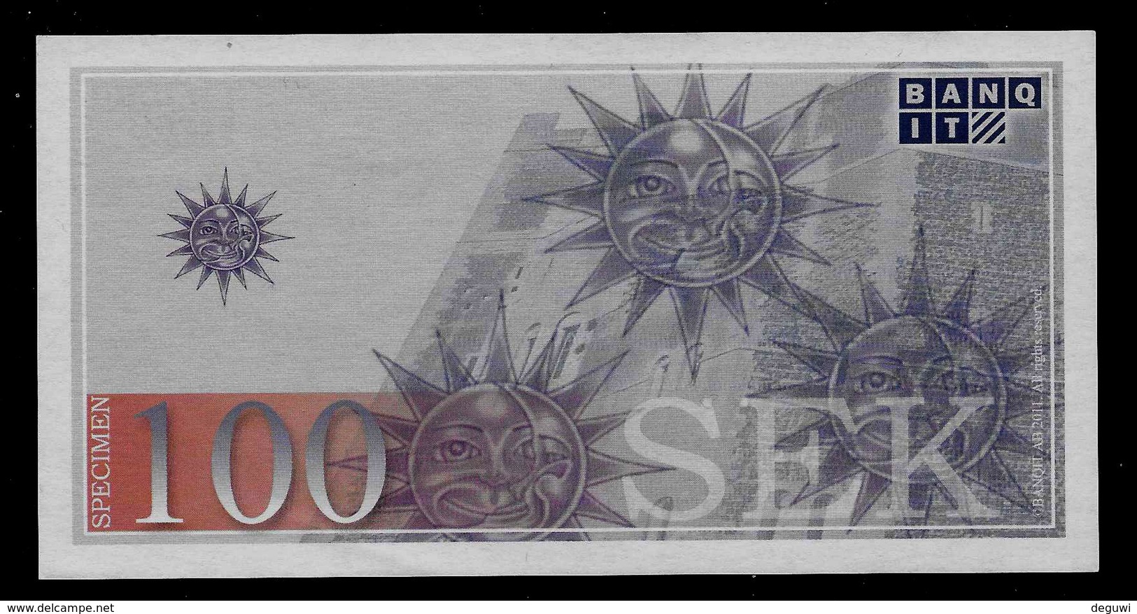 ATM Test Note "BANQ IT Schweden" Testnote, 100 SEK, Beids. Druck, RRR, UNC - Sweden