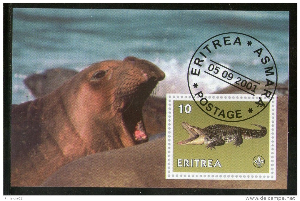 Eritrea 2001 Seal Crocodle Marine Life Reptiles M/s Cancelled # 3156 - Marine Life