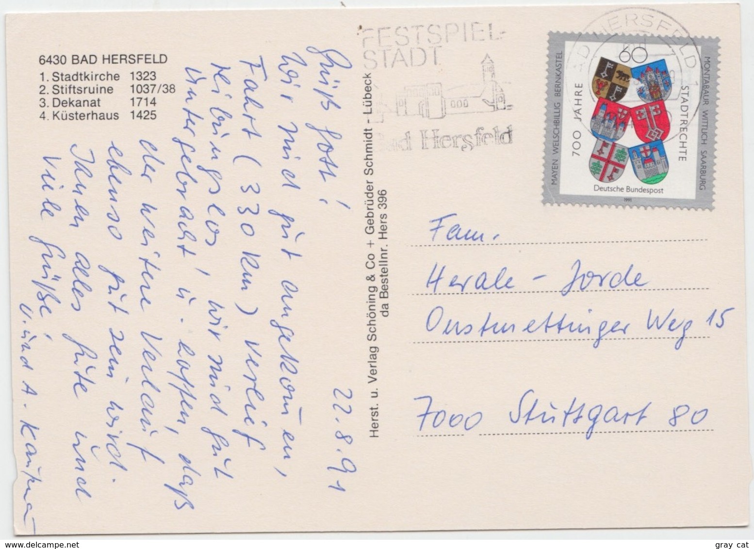 Gruss Aus Bad Hersfeld, 1991 Used Postcard [21150] - Bad Hersfeld