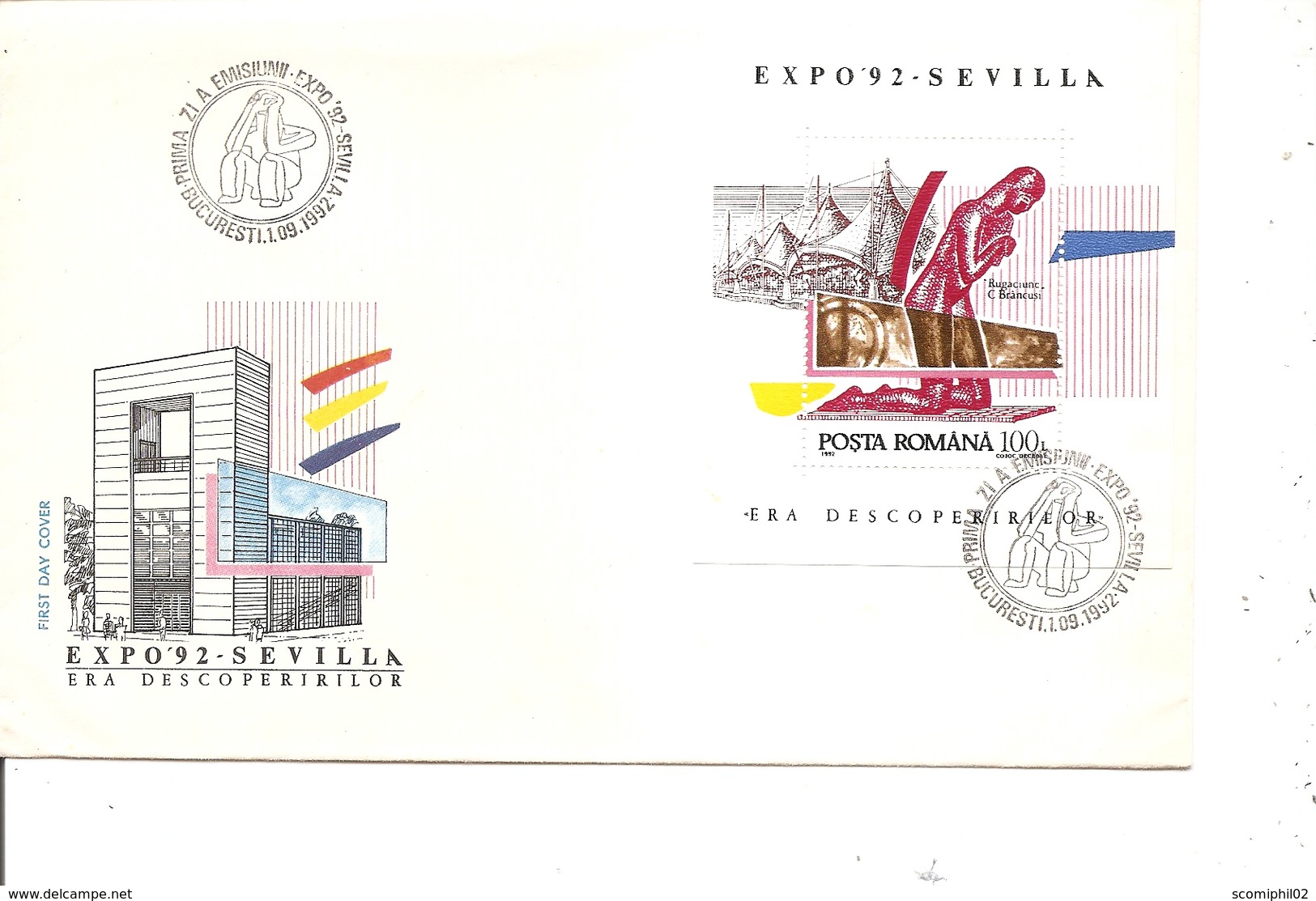 Exposition De Séville -1992 ( FDC De Roumanie De 1992 Avec BF à Voir) - 1992 – Sevilla (España)
