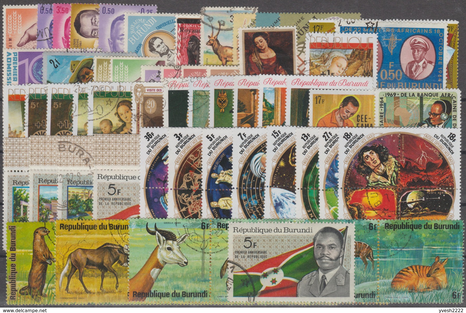 Burundi. Petit Lot De Timbres Oblitérés, Dont Blocs De 4, Bandes... - Collections