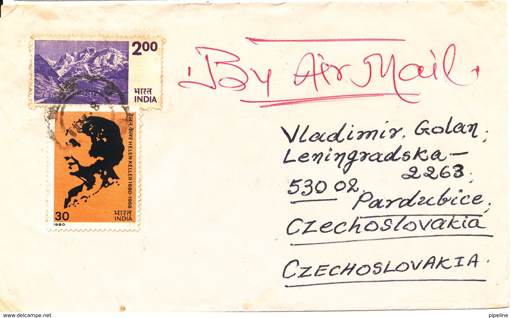 India Air Mail Cover Sent To Czechoslovakia  With A More Topic Stamps - Covers & Documents